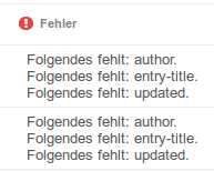 Google-Fehlermeldung für die hentry Einträge